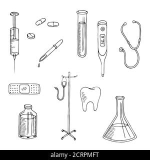 Medical Graphic art noir blanc isolé jeu d'illustration vecteur Illustration de Vecteur