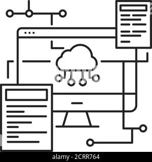 Icône de ligne noire de développement back-end. Fait référence au côté serveur du développement. Pictogramme pour page Web, application mobile, Promo. Élément de conception UI UX GUI Illustration de Vecteur