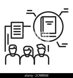 Icône de la ligne noire des programmes d'entraînement. Programme éducatif spécialement conçu pour un groupe particulier de personnes avec un conférencier. Pictogramme pour page Web Illustration de Vecteur