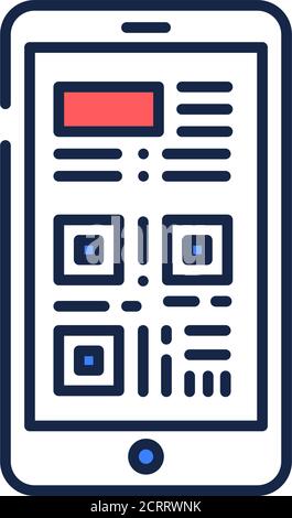 Icône de la carte d'embarquement dans la ligne de couleur du smartphone. Capture d'écran ou lien d'un ticket dans un périphérique. Pictogramme pour page Web, application mobile, Promo. INTERFACE UTILISATEUR GRAPHIQUE UTILISATEUR UX Illustration de Vecteur