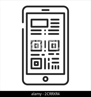Carte d'embarquement sur l'icône de la ligne noire du smartphone. Capture d'écran ou lien d'un ticket dans un périphérique. Pictogramme pour page Web, application mobile, Promo. INTERFACE UTILISATEUR GRAPHIQUE UTILISATEUR UX Illustration de Vecteur