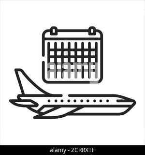 Icône de la ligne noire de planification de trajet. Dates de départ. Planinng avec tous les détails et itinéraires à des dates appropriées. Pictogramme pour page Web, application mobile, Promo. IU Illustration de Vecteur