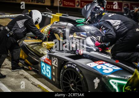 Le Mans, France. 20 septembre 2020. 35 Foster Nick (aus), Merhi Roberto (esp), Yamanaka Nobuya (jpn), Eurasia Motorsport, Ligier JS P217-Gibson, action, stand lors des 2020 24 heures du Mans, 7e tour du Championnat du monde d'endurance FIA 2019-20 sur le circuit des 24 heures du Mans, du 16 au 20 septembre, 2020 au Mans, France - photo Xavi Bonilla / DPPI crédit: LM/DPPI/Xavi Bonilla/Alay Live News Banque D'Images