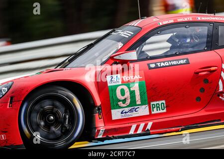 Le Mans, France. 20 septembre 2020. 91 Bruni Gianmaria (ita), Lietz Richard (aut), Makowiecki FR.d.ric (fra), Porsche GT Team, Porsche 911 RSR-19, action pendant les 2020 24 heures du Mans, 7e tour du Championnat du monde d'endurance 2019-20 de la FIA sur le circuit des 24 heures du Mans, du 16 au 20 septembre, 2020 au Mans, France - photo FR.d.ric le Floc...h / DPPI crédit: LM/DPPI/Frederic le Floc H/Alamy Live News Banque D'Images