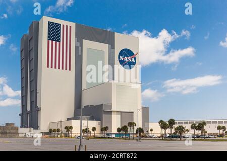 Kennedy Space Center, comté de Brevard, Floride, États-Unis le 27 avril 2014. Bâtiment d'assemblage de véhicules de la NASA au Centre spatial Kennedy, en Floride. Banque D'Images
