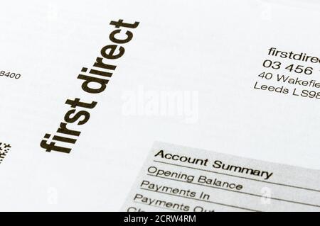 Premier relevé bancaire direct Banque D'Images