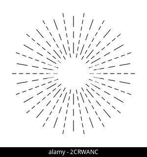 Icône de ligne Sunburst isolée sur fond blanc, bannière web d'été, design de cercle rétro, illustration vectorielle . Illustration de Vecteur