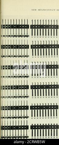 . Le journal technique de Bell System . ts, Pour l'emplacement des sous-ensembles de fils relativevers d'autres parties de relais et pour le ressort de prétension qui à son tour localise la carte d'actionnement par rapport aux contacts de fonctionnement.la carte détermine la séparation de contact de tous les contacts mobiles doubles par rapport à leurs contacts fixes individuels respectifs. En raison des lesecontroles, et parce que les ressorts à double fil pré-déviés nécessitent un réglage de la force de contact, aucun réglage d'usine n'est anticipatesauf sur les relais qui tombent en dehors des limites acceptables pour la mesure de tension de retour ou de contact (ou de repli Banque D'Images