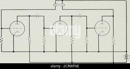 . Le journal technique de Bell System . Figure 12.1—circuit d'oscillateur à quartz de Nicolsons. Figure 12.2—circuit de l'oscillateur de Cadys utilisant un cristal comme chemin de rétroaction de réglage mécanique Banque D'Images