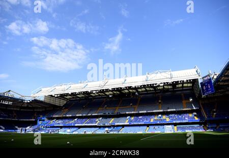 Vue générale du stade avant la Premier League match à Stamford Bridge, Londres. Banque D'Images