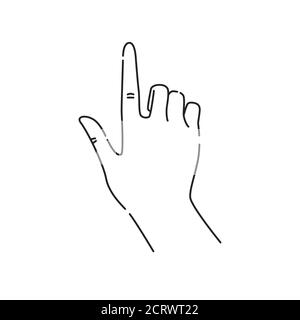 Icône noire de la ligne tactile du geste de la main. Créez l'élément d'esquisse de mouvement de l'index vers le haut. Pictogramme pour page Web, application mobile, Promo. Contour modifiable. Main Illustration de Vecteur