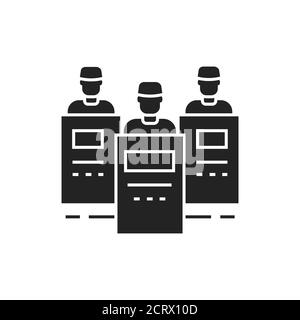 Icône de glyphe noir de police anti-émeute. Maîtrise des foules. Les forces de l'ordre. Pictogramme pour page Web, application mobile, Promo. Illustration de Vecteur