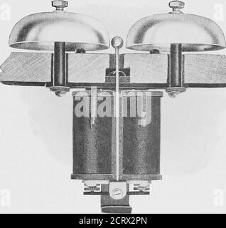 . Téléphones et télégraphes : 1902 : [et systèmes municipaux d'alarme incendie électrique et de patrouille de police] . c. -F FIG. I.—ARRESTE FOUDRE.R. FIGURE 2.—FUSIBLE COMBINÉ ET PARAFOUDRE. FIGURE 3.—SONNERIE MAGNÉTO. Banque D'Images