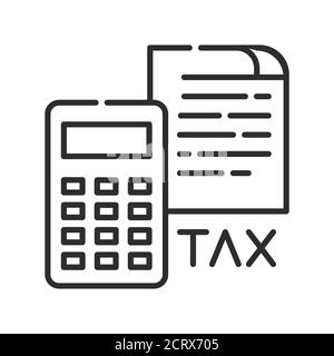 Icône de ligne noire du vecteur de calcul du gouvernement fiscal. Rapport et États financiers. Comptabilité et comptabilité. Pour applications Web ou mobiles. INTERFACE UTILISATEUR UX Illustration de Vecteur