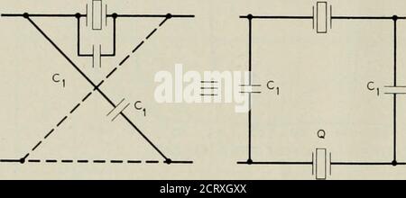. La revue technique de Bell System . ICE Networks. 232 JOURNAL TECHNIQUE DU SYSTÈME BELL la fréquence, et donc la discrimination possible ne seront pas affectées. Ceci provient des équivalences de réseau indiquées sur la Fig. 8 qui ont été prouvés pour la première fois dans un article précédent.^ même si cette résistance ne peut pas être complètement obtenue, elle peut souvent être obturaesur une plage limitée près de la coupure et des fréquences de crête en ajoutant des résistances à certains des éléments cristallins ou électriques de telle valeur que les composants résistifs de deux bras sont presque équivalsur une plage de fréquence limitée. Ce r Banque D'Images