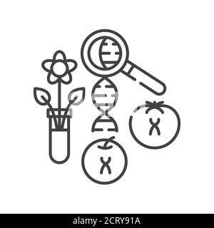 Icône de la ligne noire des plantes génétiquement modifiées. Problèmes environnementaux. Inscrivez-vous pour accéder à la page Web, à l'application. Élément de conception UI UX GUI. Contour modifiable Illustration de Vecteur