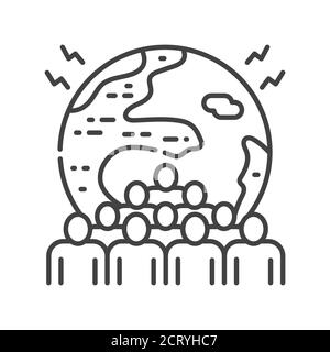 Icône de surpeuplement de la ligne noire. Problèmes environnementaux. Inscrivez-vous pour accéder à la page Web, à l'application. Élément de conception UI UX GUI. Contour modifiable. Illustration de Vecteur