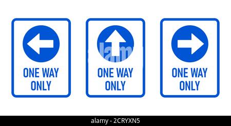 Ensemble d'une seule icône d'affiche d'avertissement verticale avec flèche de direction et texte. Image vectorielle. Illustration de Vecteur