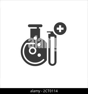 Icône noire glyphe de l'industrie pharmaceutique. Fabrication de médicaments, vaccins. Inscrivez-vous pour accéder à la page Web, à l'application mobile, au bouton et au logo. Signe vectoriel isolé Illustration de Vecteur