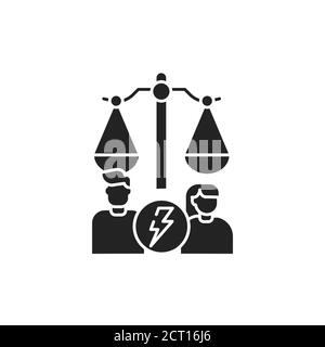 Divorse glyphe icône noire. Concept judiciaire. Droit de la famille. Inscrivez-vous pour accéder à la page Web, à l'application mobile, au bouton et au logo. Bouton vecteur isolé. Illustration de Vecteur