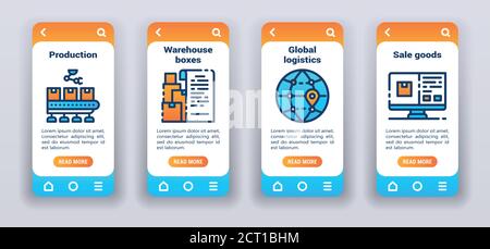 Distribution des produits sur les écrans d'intégration des applications mobiles. MODÈLE UI UX GUI Illustration de Vecteur