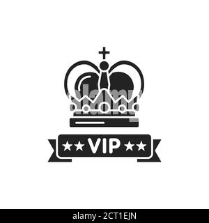 Icône noire en glyphe VIP Crown. Adhésion Premium. Accueil, fête, festival, événement. Inscrivez-vous pour accéder à la page Web, à l'application mobile, au bouton et au logo. Bouton vecteur isolé. Illustration de Vecteur