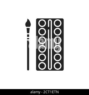 Icône de glyphe noir aquarelle. Fournitures scolaires. Inscrivez-vous pour accéder à une page Web, une application mobile, une bannière, des réseaux sociaux. Illustration de Vecteur