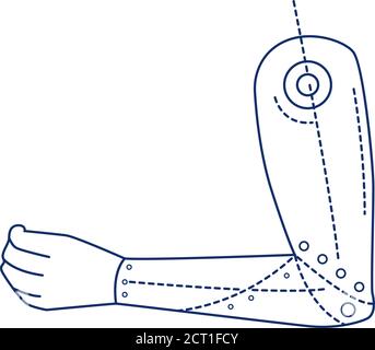 Icône de ligne noire bio artificielle. Type de prothèse. Remplace une main naturelle absente. Pictogramme pour page Web, application mobile, Promo. INTERFACE UTILISATEUR GRAPHIQUE UTILISATEUR UX Illustration de Vecteur