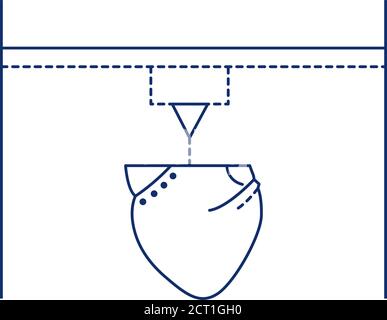 Icône de ligne noire de l'imprimante 3D. Périphérique. Utilise la méthode de création couche par couche d'un objet physique. Pictogramme pour page Web, application mobile, Promo. INTERFACE UTILISATEUR UX Illustration de Vecteur