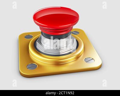 illustration 3d du bouton rouge, masque inclus. Haute résolution. Banque D'Images