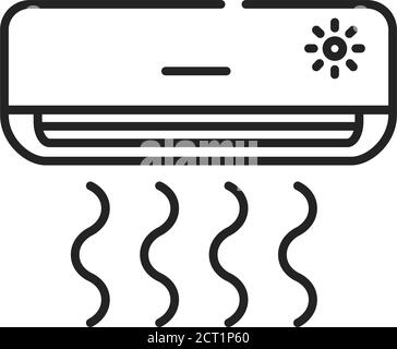 Icône de la ligne noire du climatiseur. Ou une machine qui traite l'air dans un défini. Air chaud ou froid. Pictogramme pour page Web, application mobile, Promo. Illustration de Vecteur