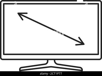 Icône de ligne noire sur l'écran du téléviseur diagonal. Taille du moniteur. Appareil électronique. Pictogramme pour page Web, application mobile, Promo. Contour modifiable. Illustration de Vecteur