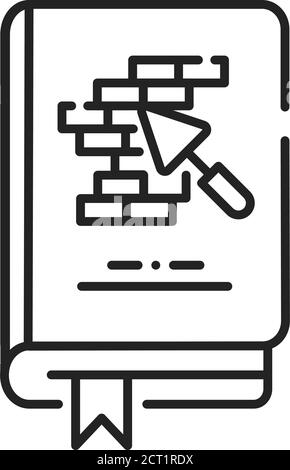 Icône de la ligne noire du carnet de construction et de réparation. Connaissances de base sur la construction. Pictogramme pour page Web, application mobile, Promo. Élément de conception UI UX GUI Illustration de Vecteur
