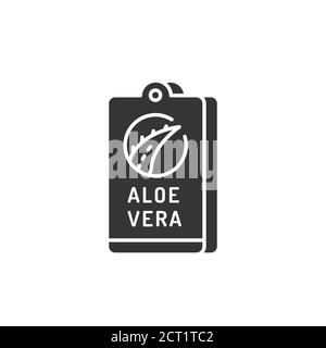 Autocollant aloès, icône en glyphe noir. Étiquette indiquant que le produit contient de l'aloès. Pictogramme pour page Web, application mobile, Promo. Élément de conception UI UX GUI Illustration de Vecteur