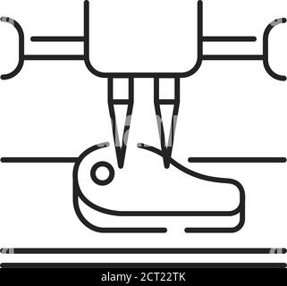 l'imprimante 3d imprime une icône de ligne noire de viande. imprimante 3d recréant un morceau de viande. Innovation. Biotechnologie et bioingénierie. Pictogramme pour page Web Illustration de Vecteur