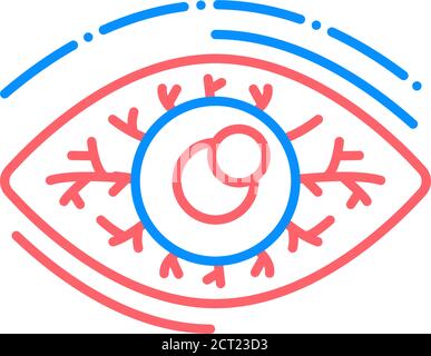 Icône de couleur de la ligne d'inflammation des yeux. Maladies infectieuses. Conjonctivite. Symptômes d'allergie. Inscrivez-vous pour accéder à la page Web, à l'application mobile, au bouton et au logo. Illustration de Vecteur