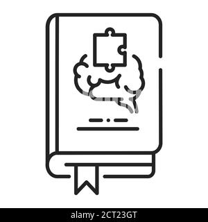 Icône de la ligne noire du livre de psychologie. L'étude scientifique de l'esprit et du comportement. Pictogramme pour page Web, application mobile, Promo. Élément de conception UI UX GUI Illustration de Vecteur