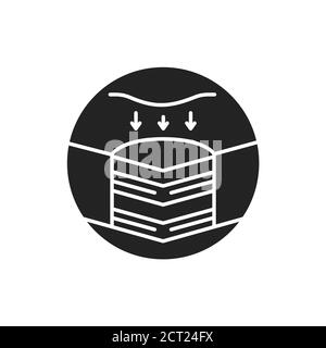 Matelas en mousse à mémoire de forme, icône en glyphe noire. Change de forme lorsque la pression est appliquée. Pictogramme pour page Web, application mobile, Promo. Élément de conception UI UX GUI Illustration de Vecteur