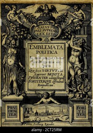 . Emblemata polita : in aula magna curiae Noribergensis chastta, quae sacra viritutum suggerunt monita prudenter administraandi fortiterque defendendi rempublicam . V 4 et gt;* ■ ■. VJ— PRAMIVM et POENA. ANCHORAv 5VNT REIVB. 77. Äemblematolitic01isel Banque D'Images