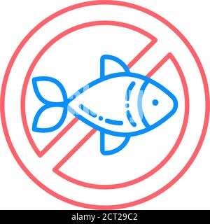 Icône de couleur de ligne d'allergie de poisson. Ingrédient allergène. Intolérance alimentaire. Inscrivez-vous pour accéder à la page Web, à l'application mobile, au bouton et au logo. Elément vectoriel isolé. Modifiable Illustration de Vecteur