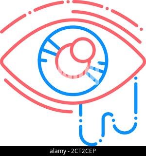 Icône de couleur de ligne de conjonctivite. Maladies infectieuses. Inflammation oculaire. Symptômes d'allergie. Inscrivez-vous pour accéder à la page Web, à l'application mobile, au bouton et au logo. Illustration de Vecteur