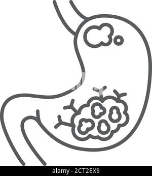 Icône noire de la ligne de cancer de l'estomac. Concept d'organe humain. Néoplasme malin. Illustration de Vecteur