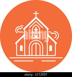 Icône de ligne de couleur de bâtiment de l'église. Concept de religion. Inscrivez-vous pour accéder à une page Web, une application mobile, une bannière, des réseaux sociaux. Interface utilisateur graphique et interface utilisateur graphique. Vecteur Illustration de Vecteur