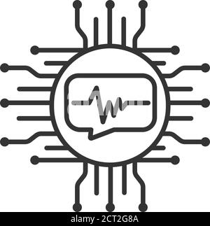 Icône de ligne noire d'identification vocale. Système de reconnaissance de la personne. Technologie de l'intelligence artificielle. Système d'accès numérique. Cyber-sécurité Illustration de Vecteur