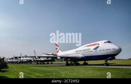 La pandémie du coronavirus force la flotte Boeing 747 de British Airways à prendre sa retraite anticipée. Photo en cours de désaffectation à l'aéroport de Cotswold à Glouc Banque D'Images