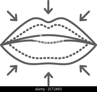 Modifier l'icône de ligne noire des lèvres de forme. Contour plastique. Cosmétologie concept de soins de la peau. Inscrivez-vous pour accéder à une page Web, une application mobile, une bannière, des réseaux sociaux. Modifiable Illustration de Vecteur