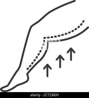 Icône de ligne noire de levage de cuisse. Concept de liposuccion. Chirurgie du corps en plastique. Inscrivez-vous pour accéder à une page Web, une application mobile, une bannière, des réseaux sociaux. Contour modifiable. Illustration de Vecteur