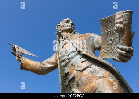 Statue de Thomas Paine (l'un des pères fondateurs des États-Unis). Thetford, Angleterre, Royaume-Uni. Banque D'Images