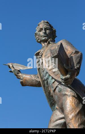 Statue de Thomas Paine (l'un des pères fondateurs des États-Unis). Thetford, Angleterre, Royaume-Uni. Banque D'Images