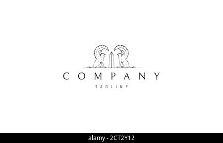 Logo vectoriel sur lequel une image abstraite de deux griffins et un obélisque entre eux dans un style linéaire. Illustration de Vecteur